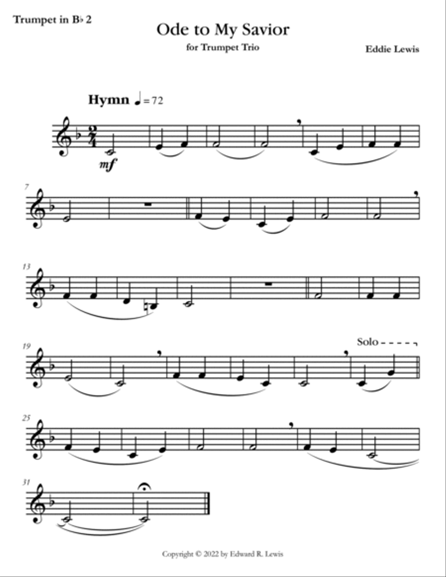 Ode to My Savior Beginner Trumpet Trio Trumpet Trio scores gallery preview page 3