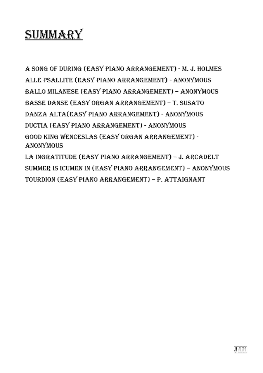 THE BEST OF MEDIEVAL SONGS - VOL.1 (PIANO & ORGAN ARRANGEMENT) Organ scores gallery preview page 2