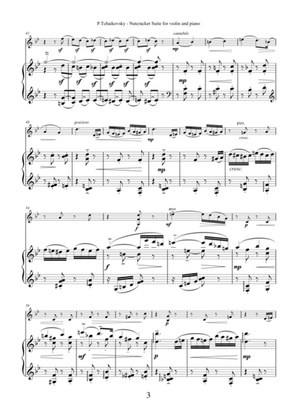 Nutcracker Suite by Pyotr Ilyich Tchaikovsky, arrangement for violin and piano