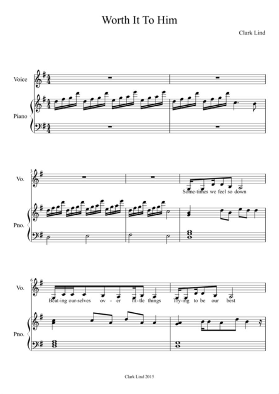 Worth it to Him Voice scores gallery preview page 1