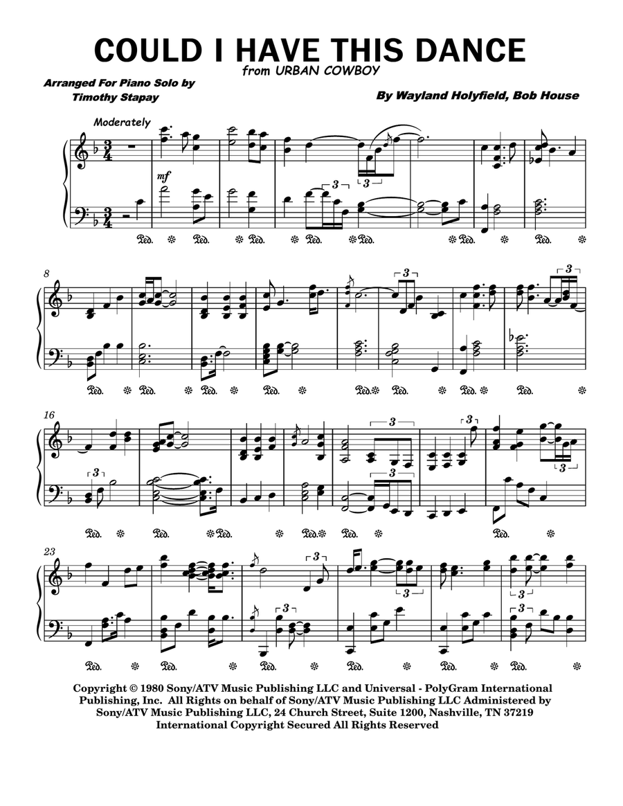 Could I Have This Dance Piano Solo scores gallery preview page 1