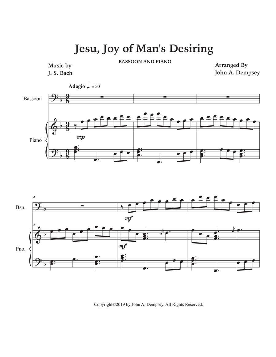 Jesu, Joy of Man's Desiring (Bassoon and Piano) Bassoon Solo scores gallery preview page 5