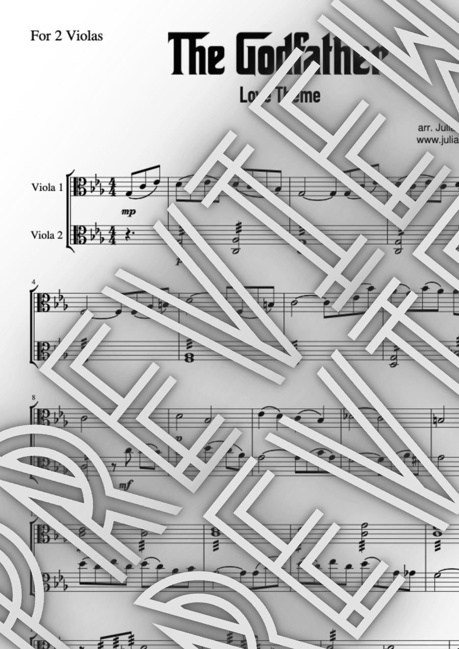 The Godfather (love Theme) The Godfather (love Theme) String Duet scores gallery preview page 1