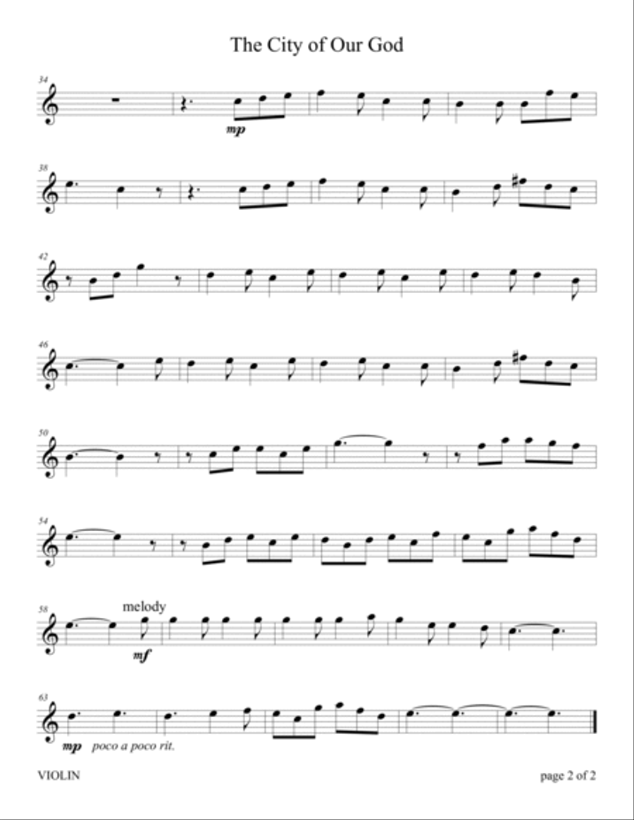 The City of Our God (for VIOLIN and CELLO Duet with PIANO Accompaniment) image number null