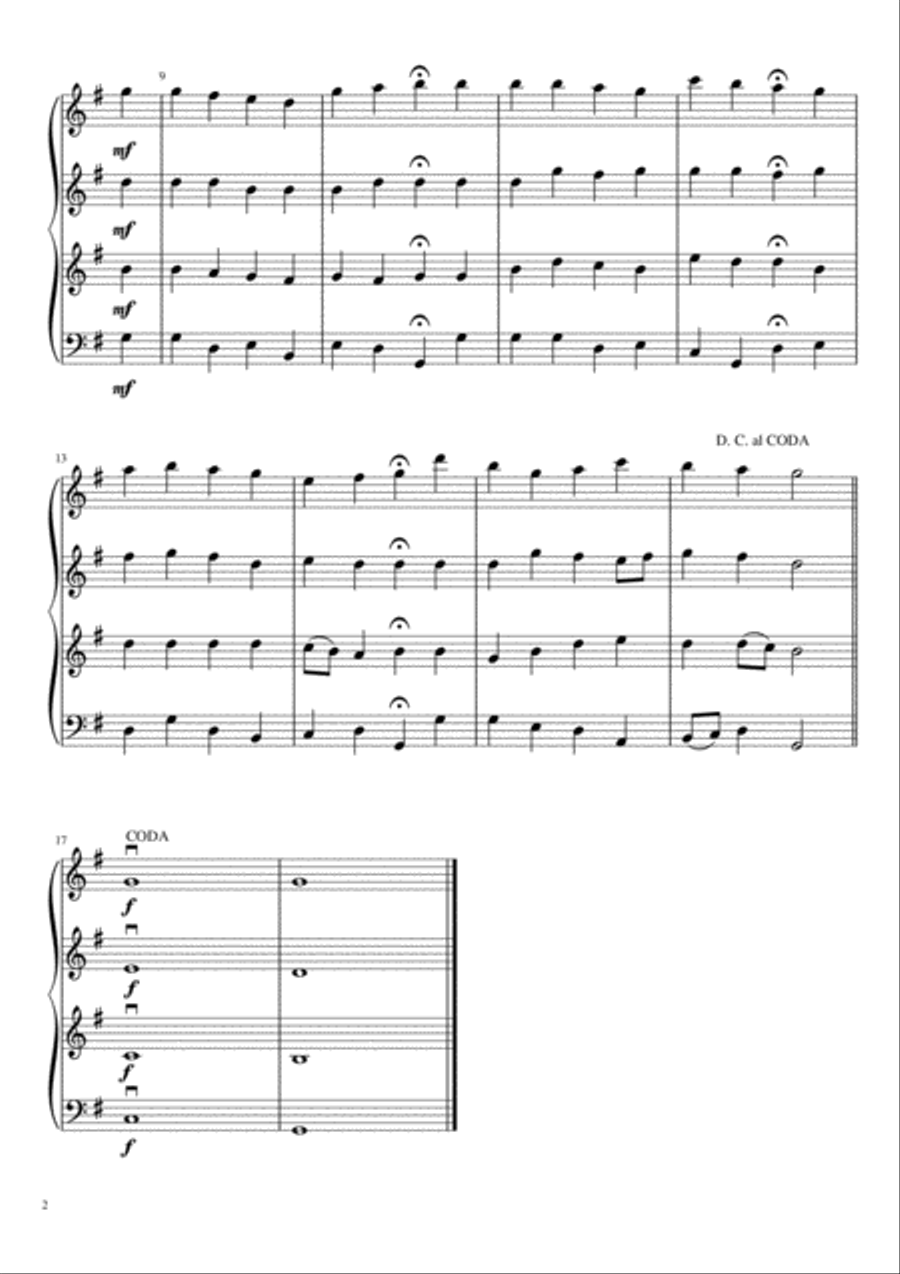 Praise God, From Whom All Blessings Flow (three violins and cello) String Quartet scores gallery preview page 3