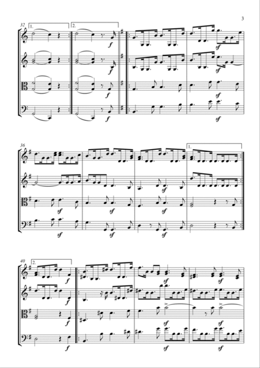 Wedding March from A Midsummer Night's Dream for String Quartet String Quartet scores gallery preview page 3