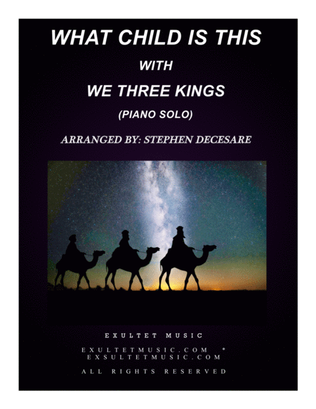 Book cover for What Child Is This (with "We Three Kings") (Piano solo)