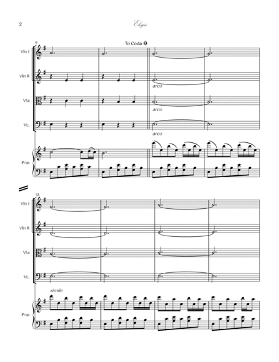 14. Elegie Piano Quintet 14. Elegie Piano Quintet Piano Quintet scores gallery preview page 2