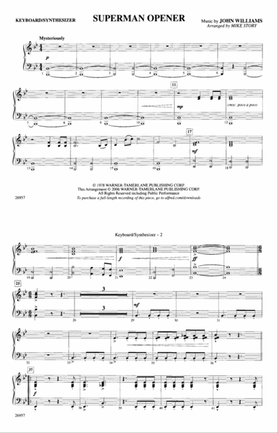 Superman Opener: Keyboard/Synthesizer Marching Band scores gallery preview page 1