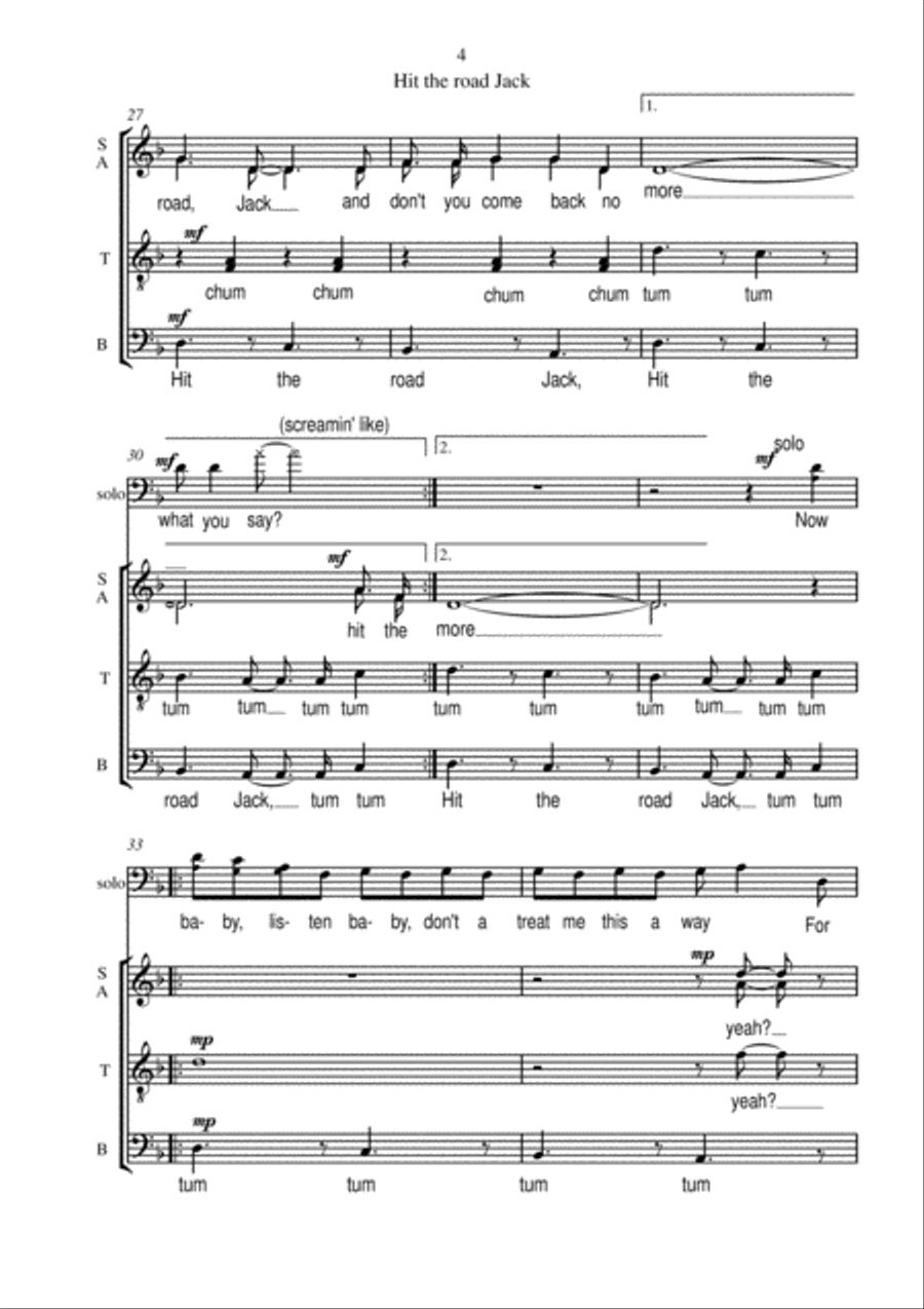 Hit The Road Jack 4-Part scores gallery preview page 5