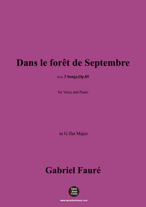 Book cover for G. Fauré-Dans le forêt de Septembre,in G flat Major,Op.85 No.1