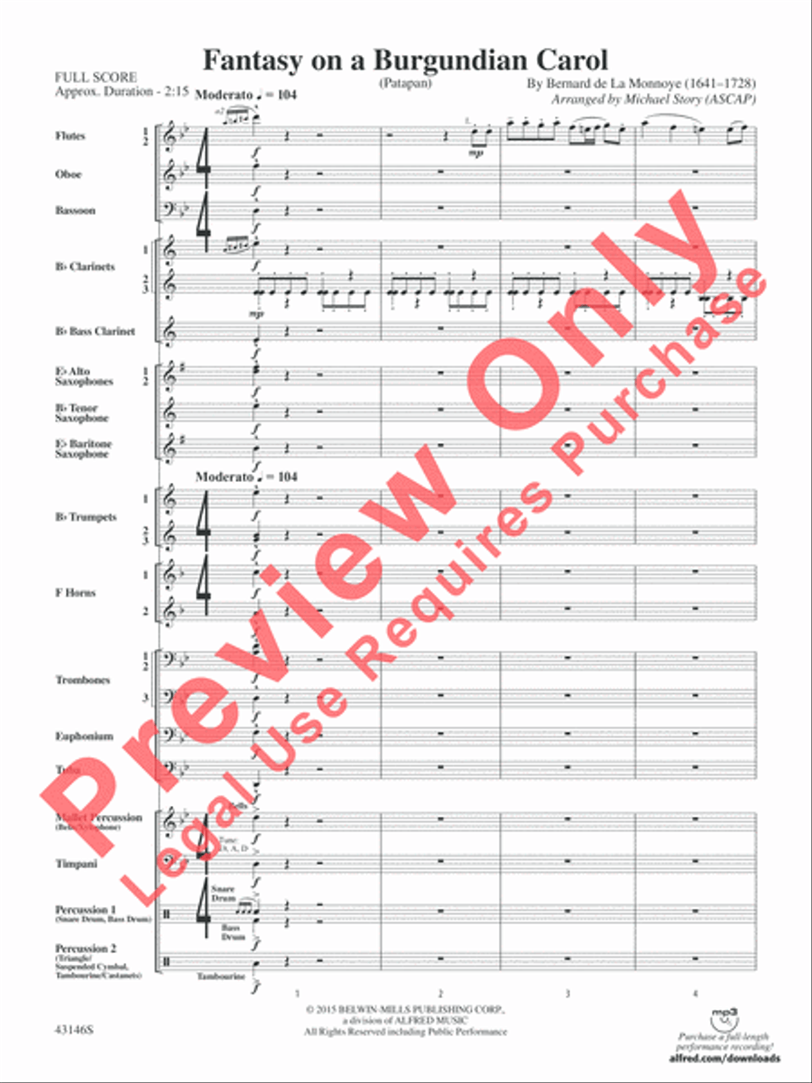 Fantasy on a Burgundian Carol Concert Band scores gallery preview page 3