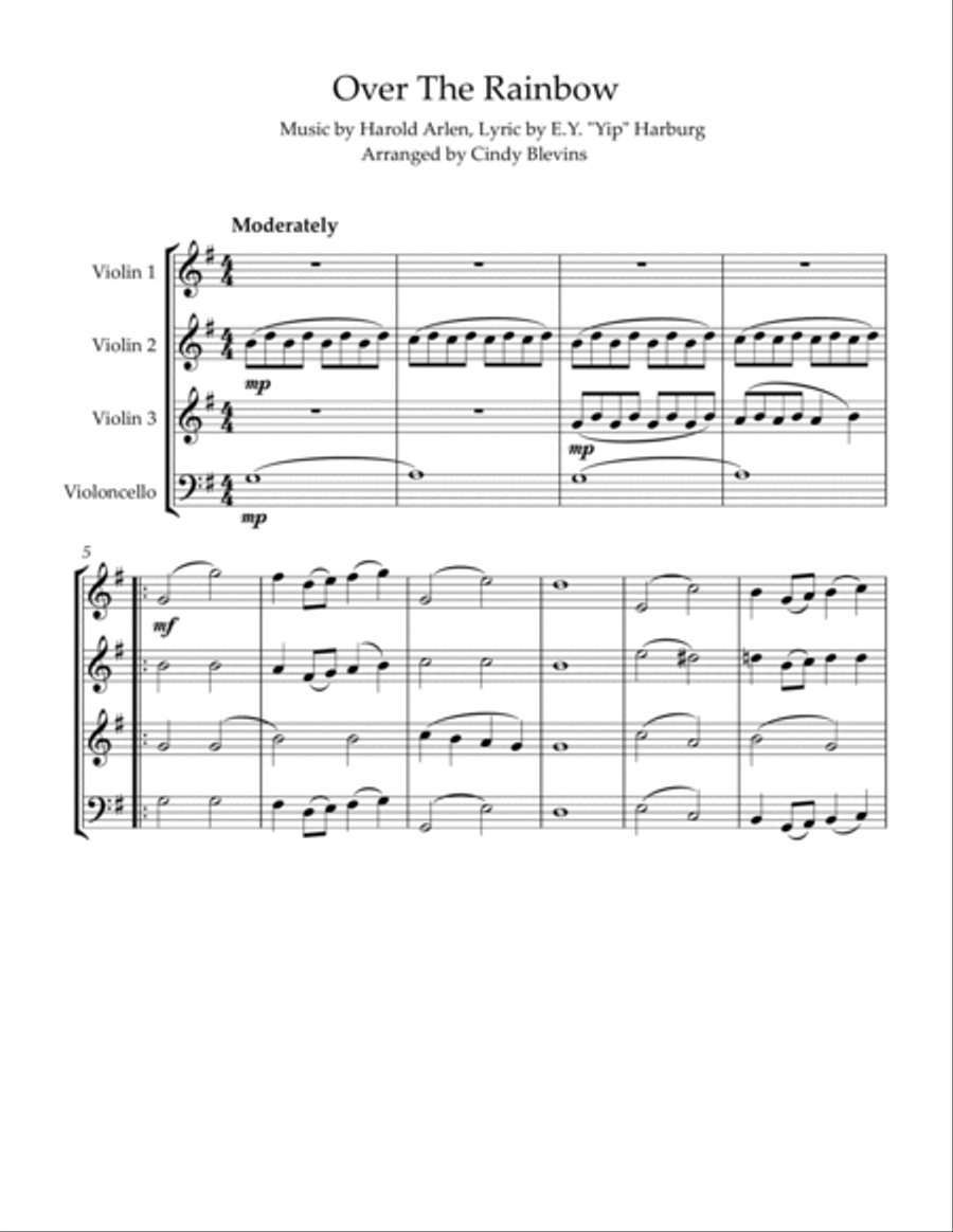 Over The Rainbow (from The Wizard Of Oz) String Quartet scores gallery preview page 2