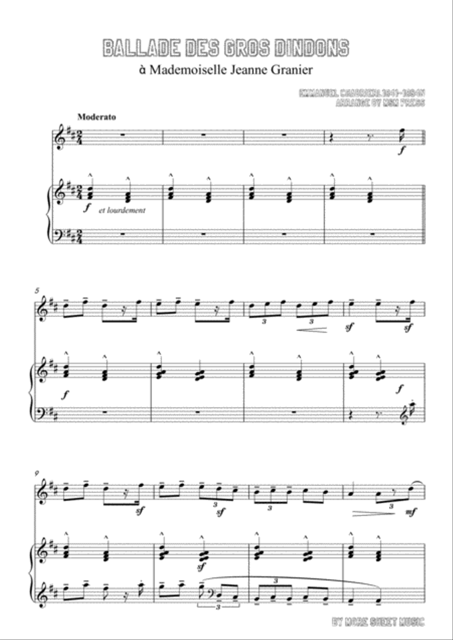 Chabrier-Ballade des gros dindons,for Flute and Piano Flute scores gallery preview page 3