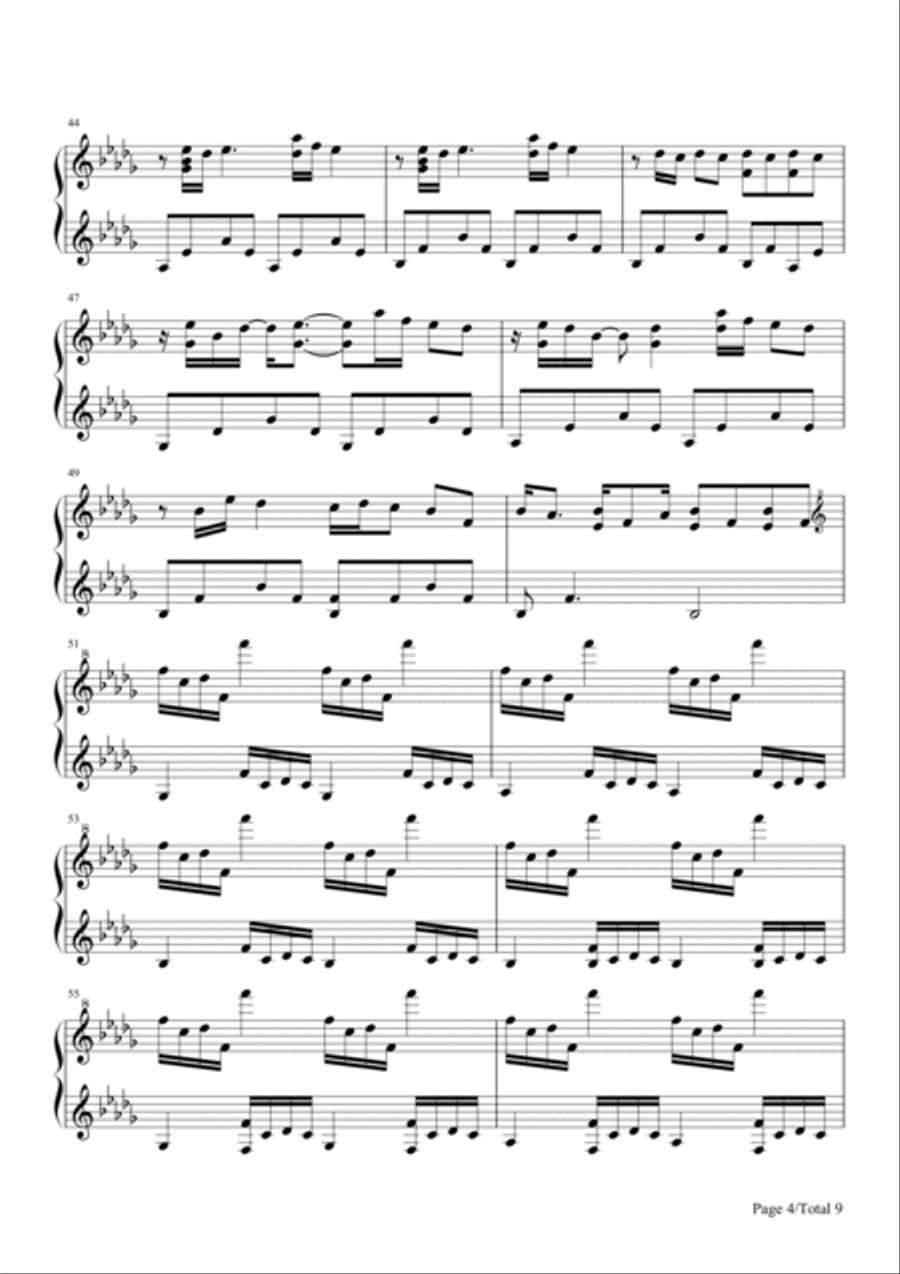 Luv Letter,Piano Solo Sheet,B Flat,Dj Okawari Piano Solo scores gallery preview page 4