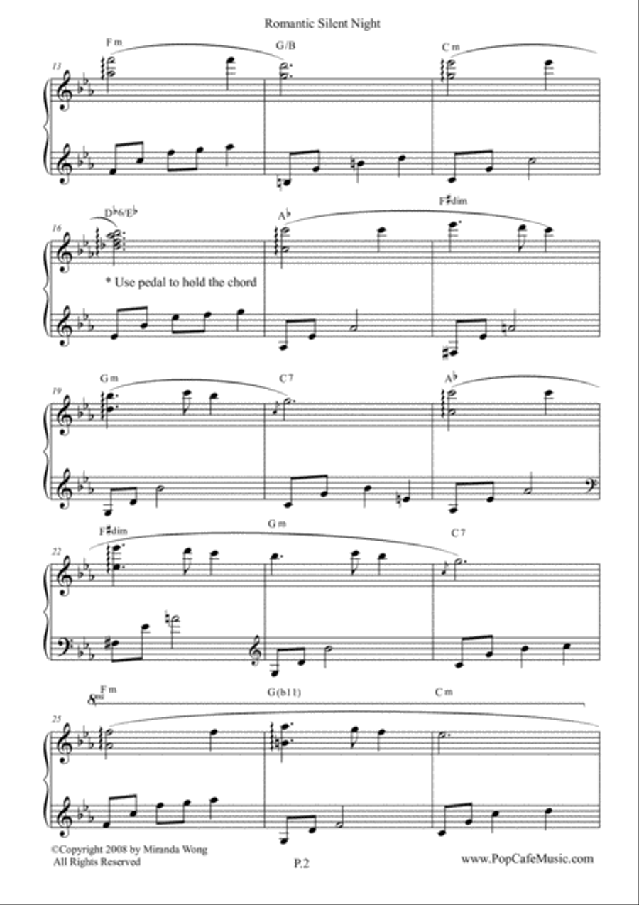 Romantic Silent Night - Touching Piano Version Romantic Silent Night - Touching Piano Version 4-Part scores gallery preview page 2
