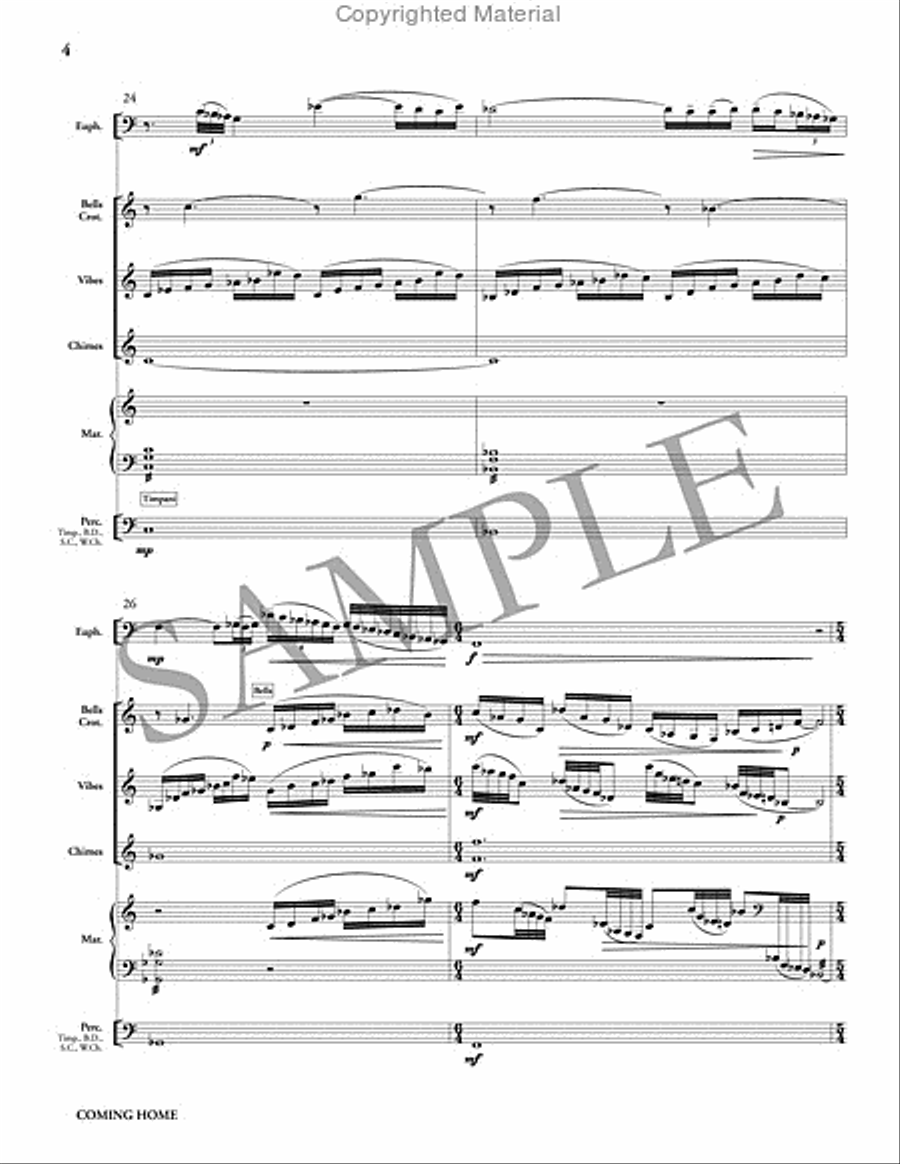 Coming Home (PE score & parts) Percussion Ensemble scores gallery preview page 5