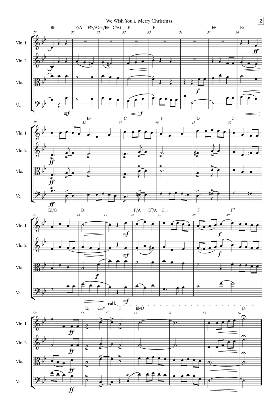 We Wish You a Merry Christmas String Quartet scores gallery preview page 2