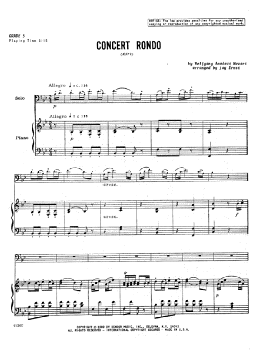 Concert Rondo (K371) Trombone scores gallery preview page 2