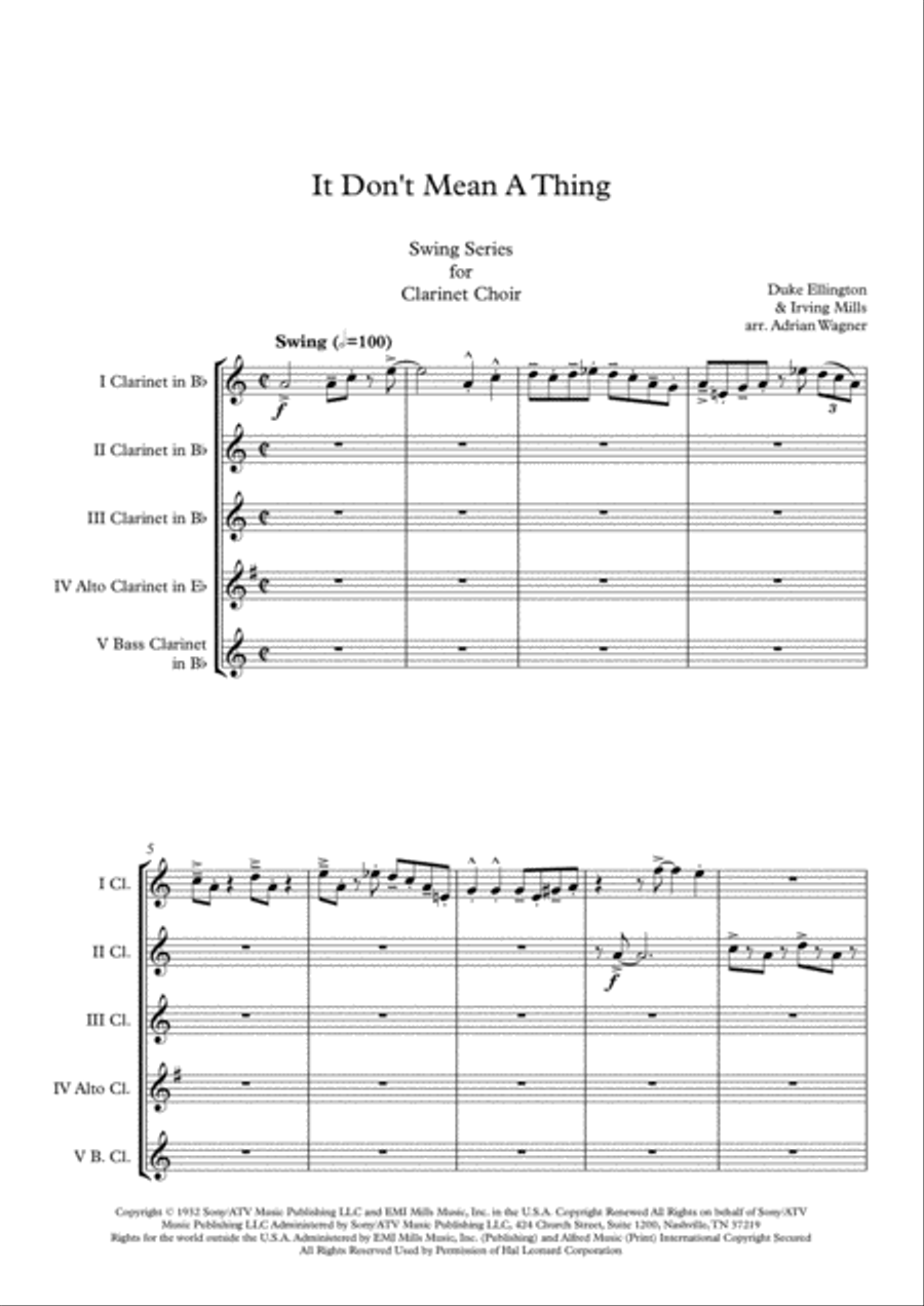 It Don't Mean A Thing (If It Ain't Got That Swing) Clarinet Choir scores gallery preview page 3
