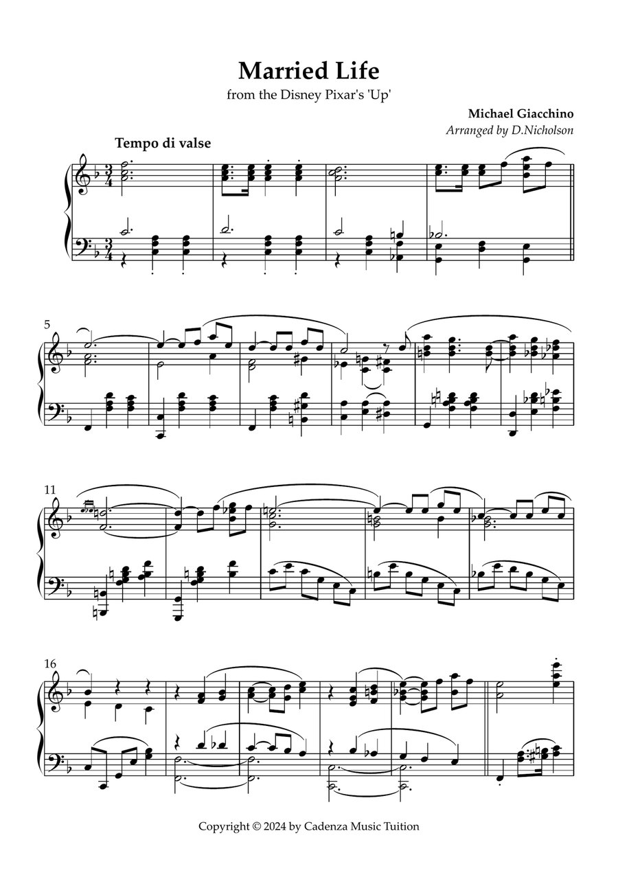 Married Life Married Life Piano Solo scores gallery preview page 1