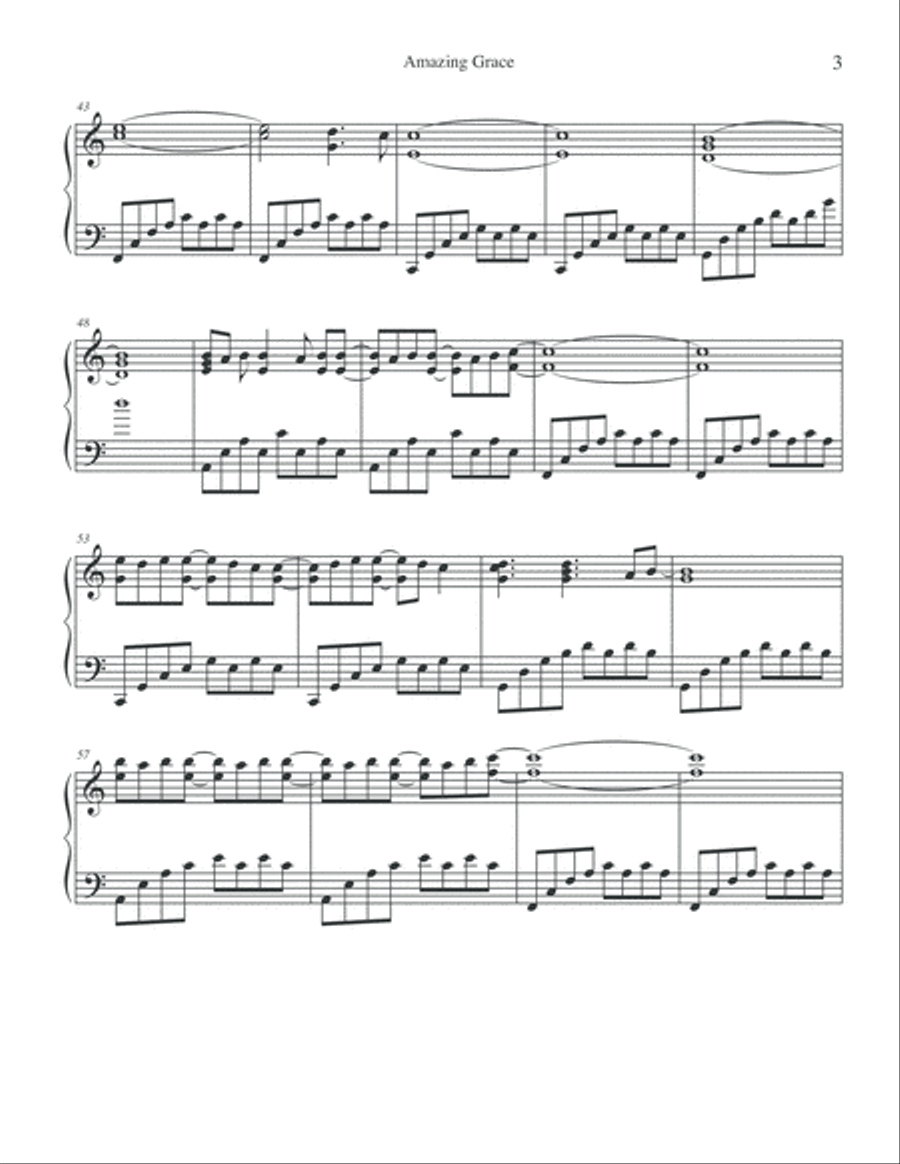 Amazing Grace Amazing Grace Piano Solo scores gallery preview page 4