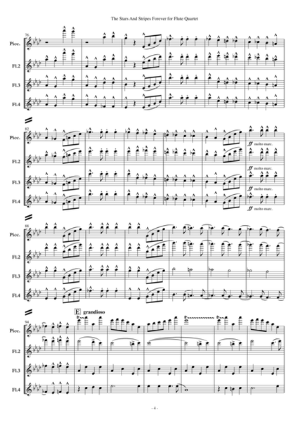 The Stars And Stripes Forever for Flute Quartet (Choir) image number null