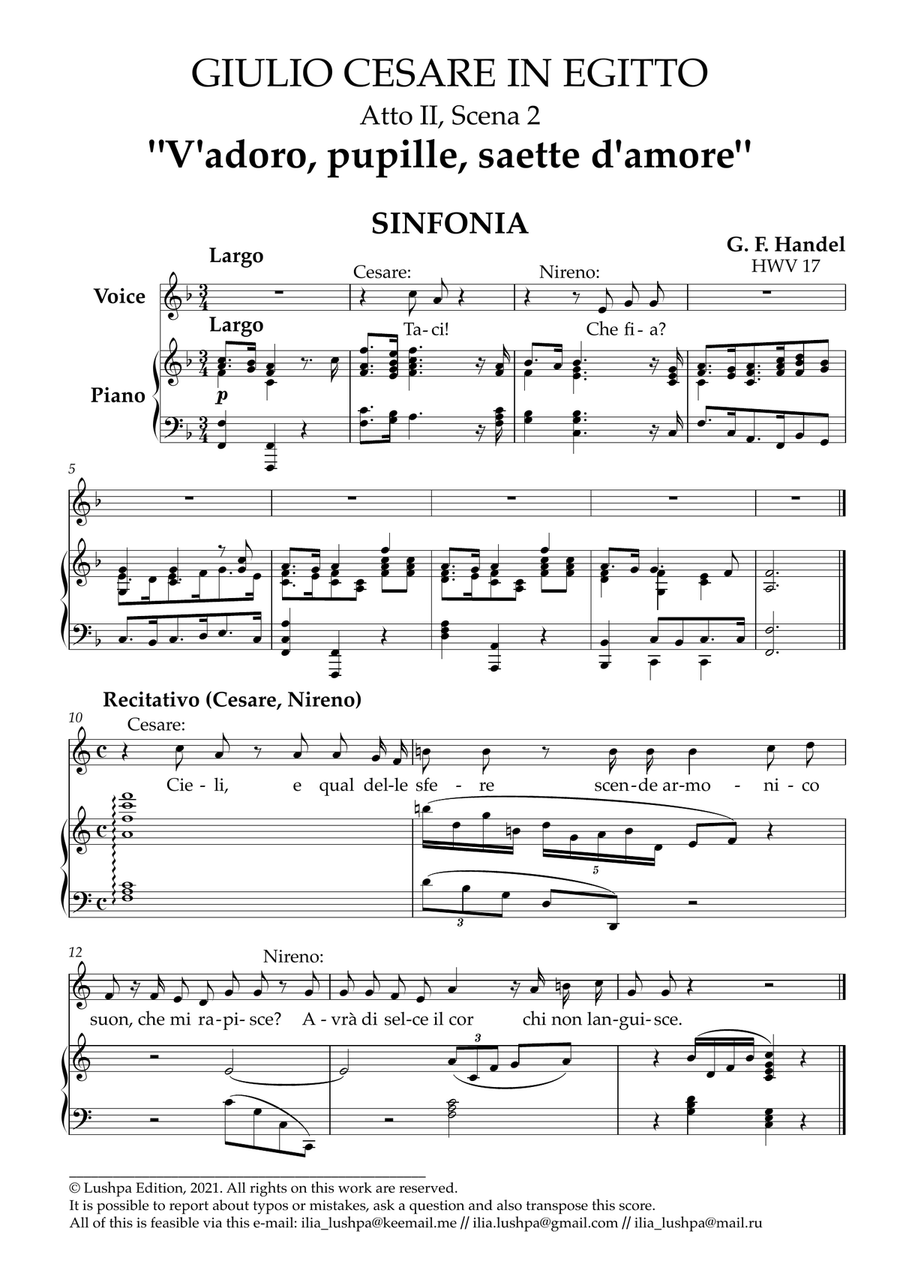 V'adoro, pupille V'adoro, pupille Piano, Vocal scores gallery preview page 3