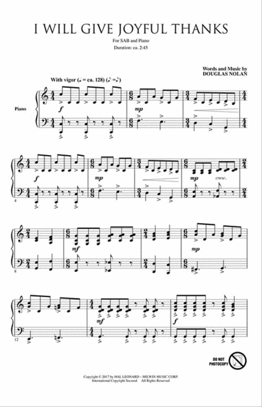 I Will Give Joyful Thanks 3-Part scores gallery preview page 2