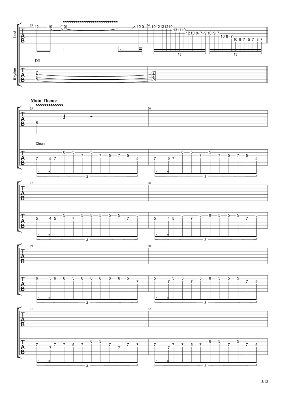 Last Of The Mohicans (main Theme) Guitar Tablature scores gallery preview page 3
