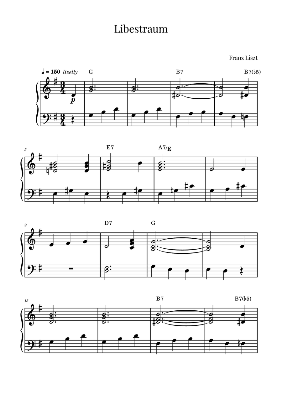 Libestraum Easy Piano scores gallery preview page 1