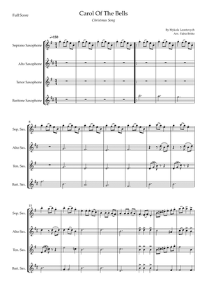 Carol Of The Bells (Christmas Song) for Saxophone Quartet (D Minor)