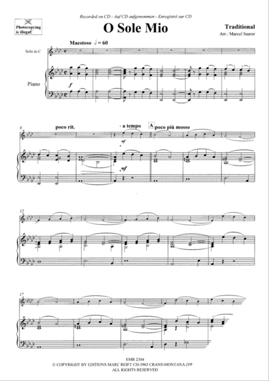 O Sole Mio Piano Accompaniment scores gallery preview page 3