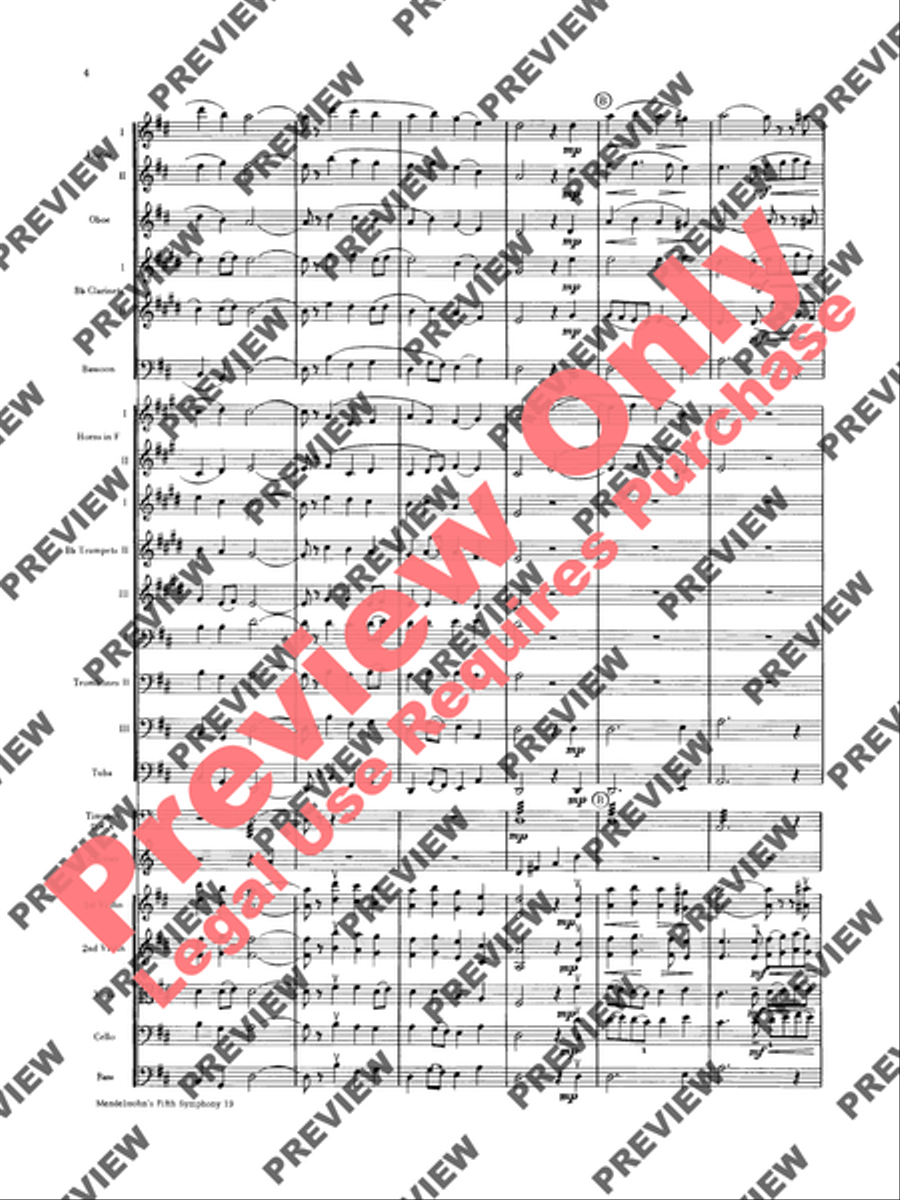 Mendelssohn's 5th Symphony Reformation, 4th Movement Full Orchestra scores gallery preview page 5