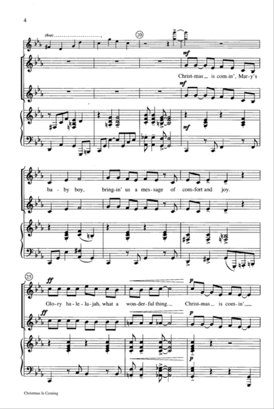 Christmas Is Coming 4-Part scores gallery preview page 5