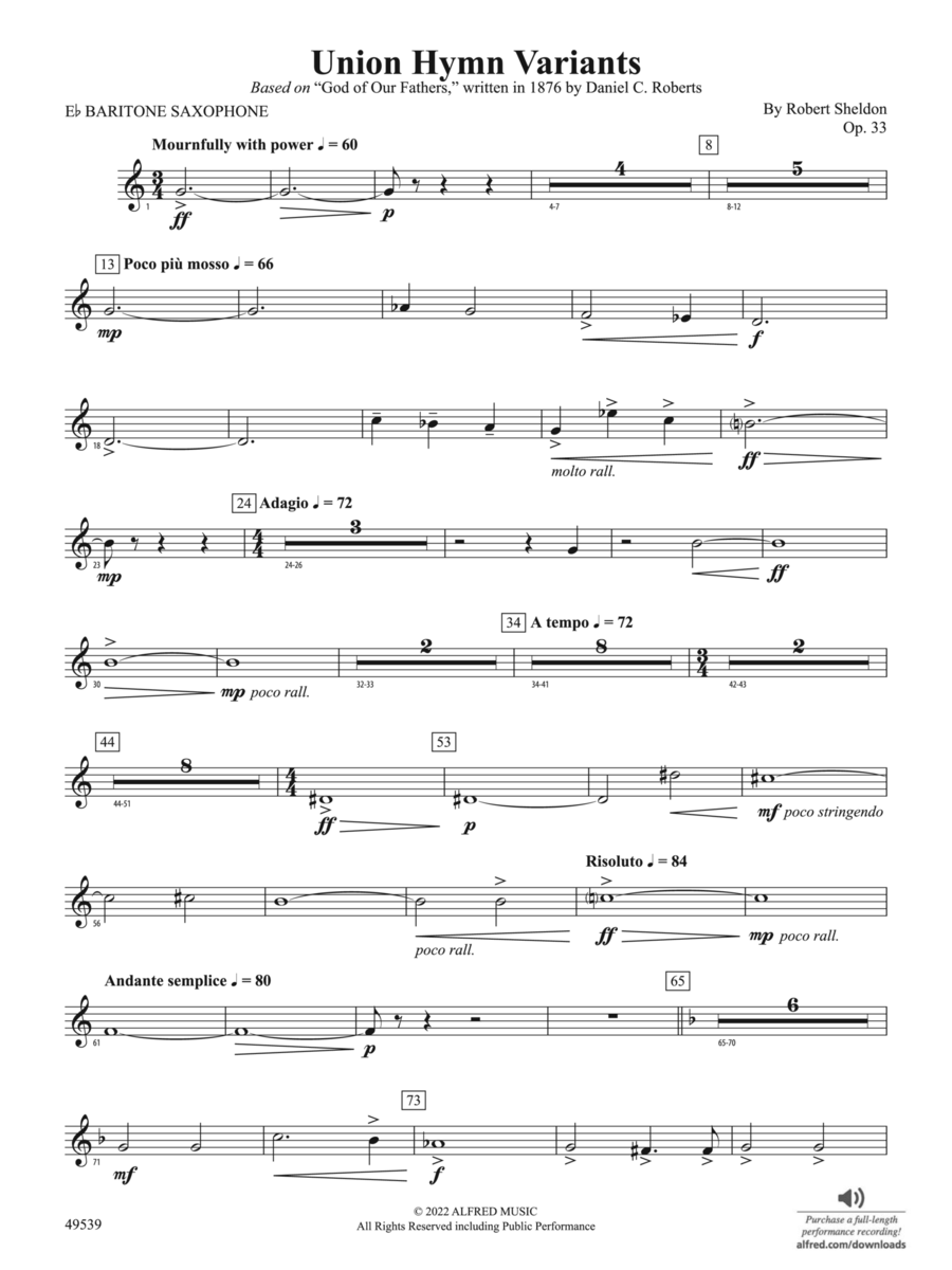 Union Hymn Variants: E-flat Baritone Saxophone