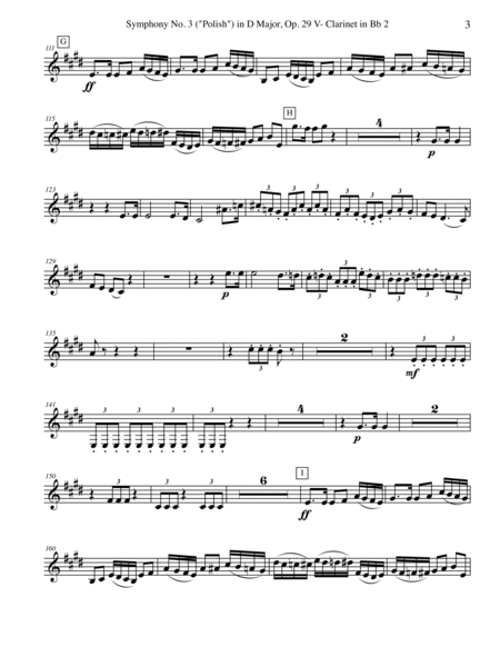 Tchaikovsky Symphony No. 3, Movement V - Clarinet in Bb 2 (Transposed Part), Op. 29