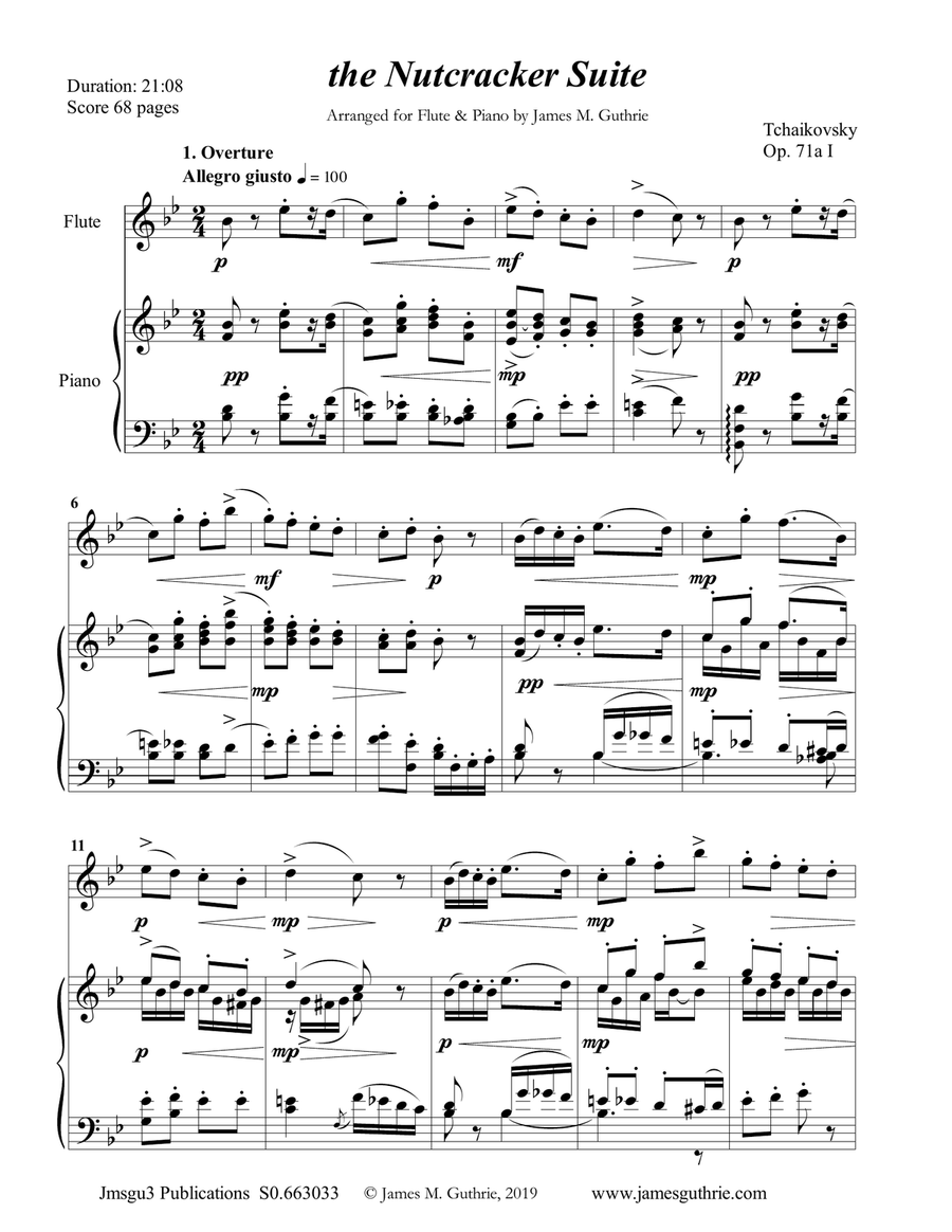 Tchaikovsky: The Complete Nutcracker Suite for Flute & Piano Flute Solo scores gallery preview page 1