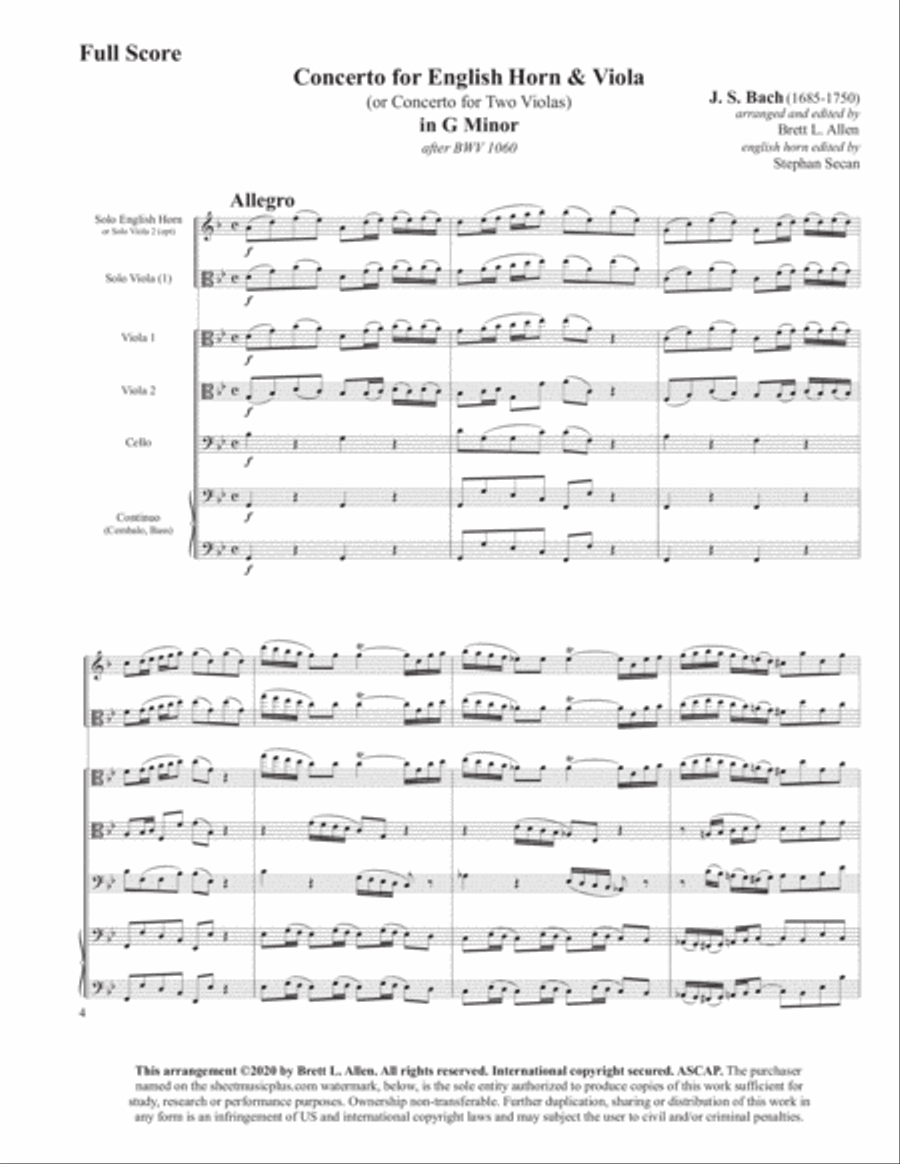 Concerto for English Horn and Viola in G Minor COMPLETE SET English Horn scores gallery preview page 3