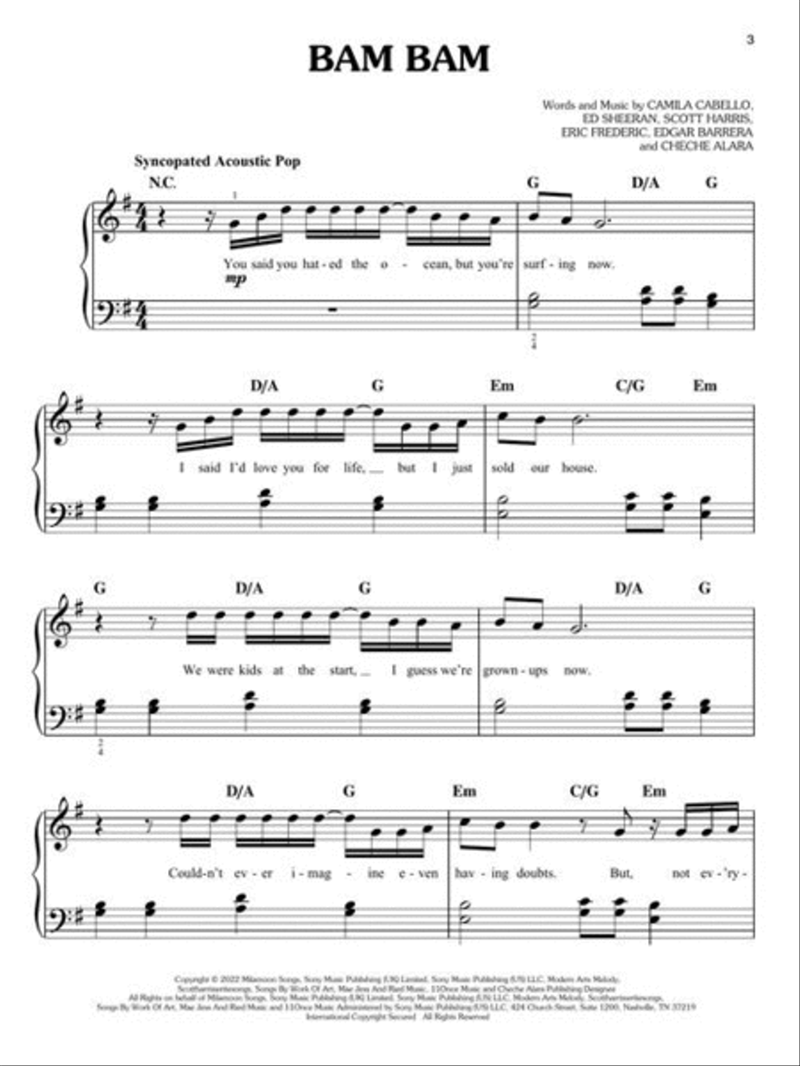 Top Hits of 2022 Easy Piano scores gallery preview page 4