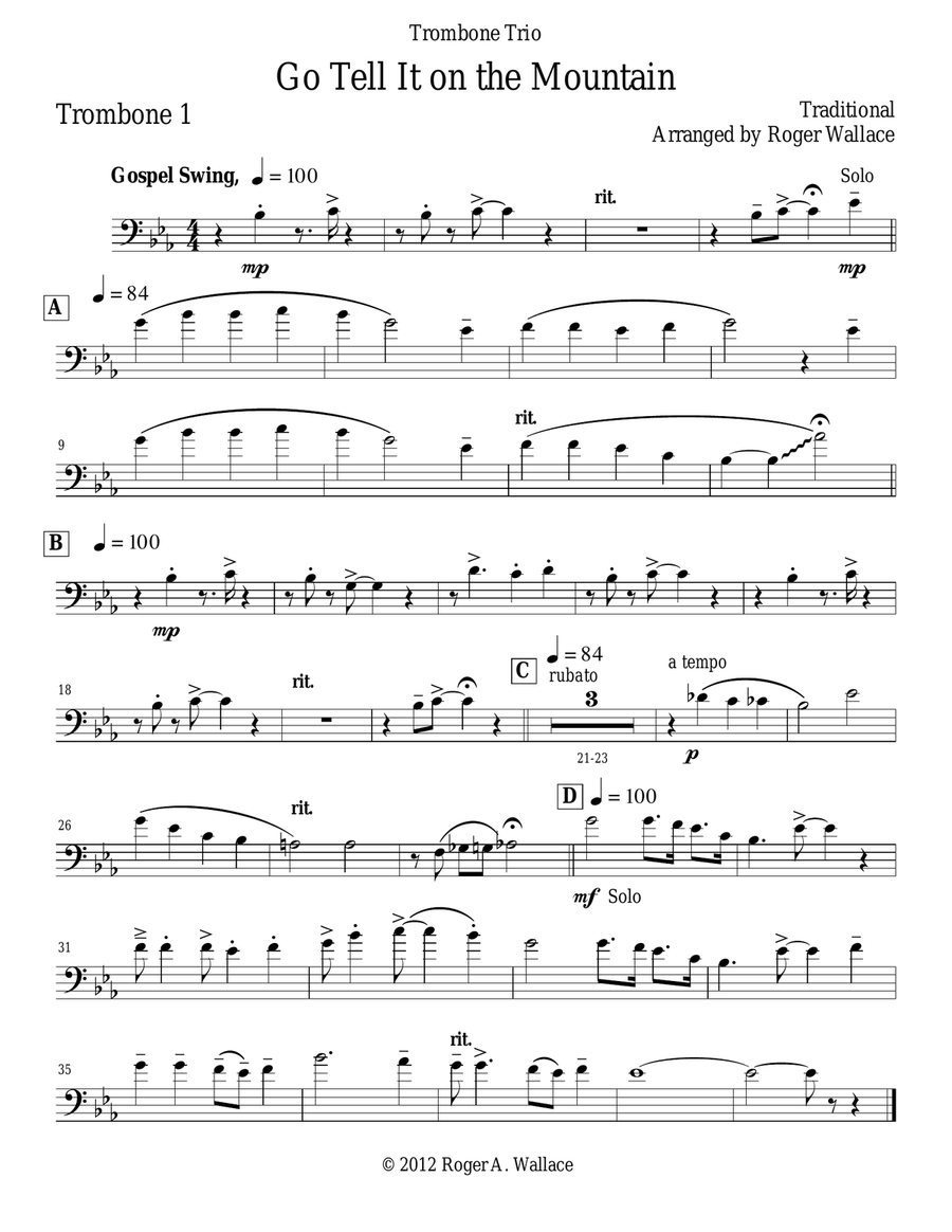 Go Tell It on the Mountain (Trombone Trio) Trombone Trio scores gallery preview page 4