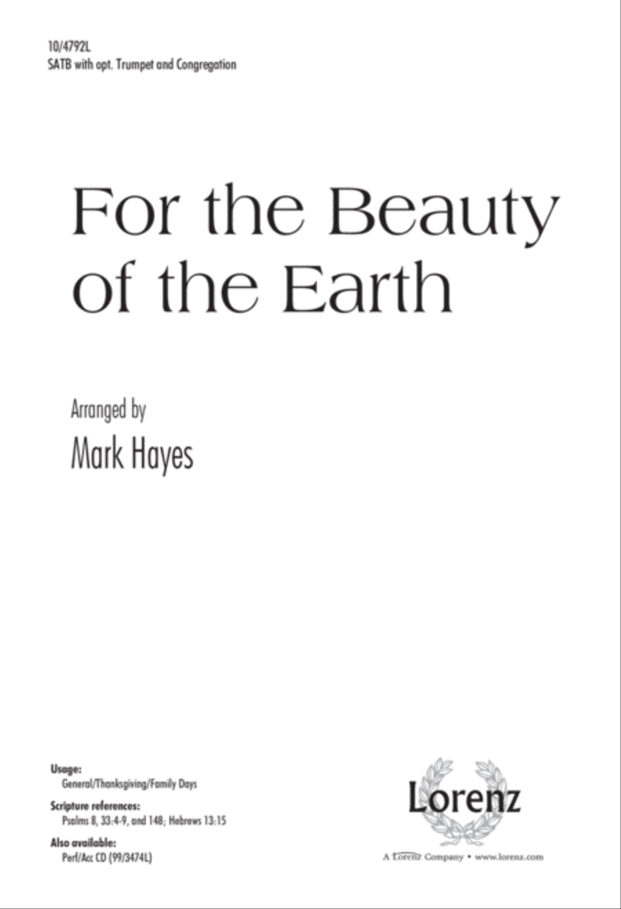 For the Beauty of the Earth 4-Part scores gallery preview page 1