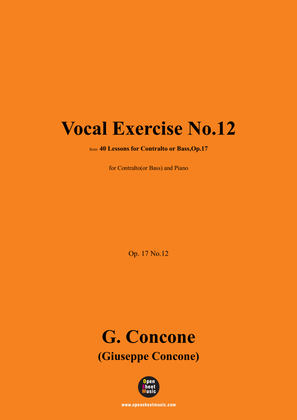 Book cover for G. Concone-Vocal Exercise No.12,for Contralto(or Bass) and Piano