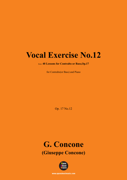 G. Concone-Vocal Exercise No.12,for Contralto(or Bass) and Piano image number null