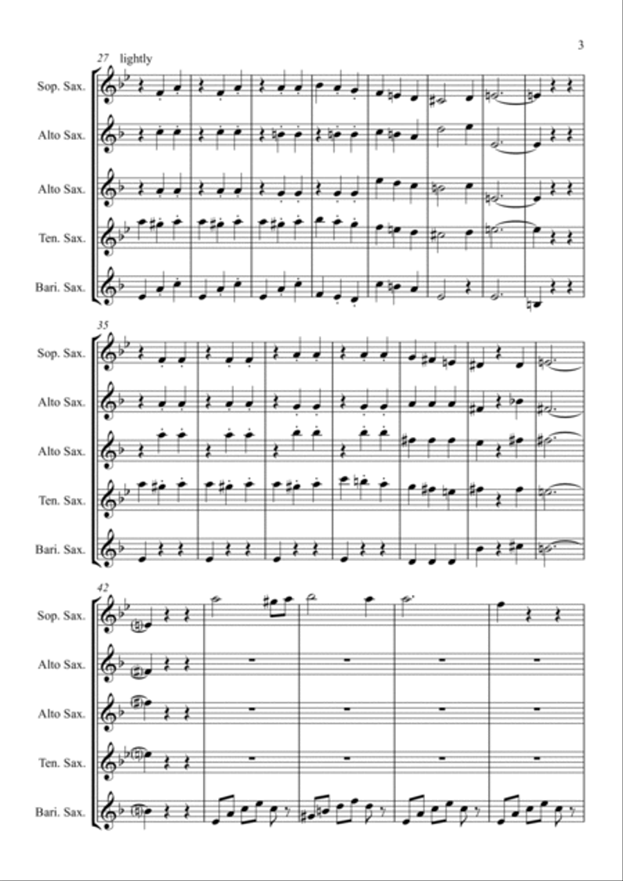The Godfather Waltz Saxophone Quintet scores gallery preview page 3