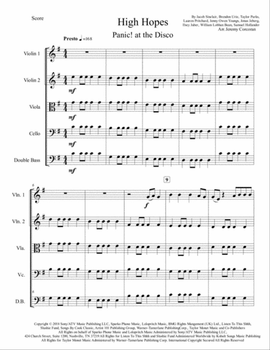 High Hopes String Quartet scores gallery preview page 2