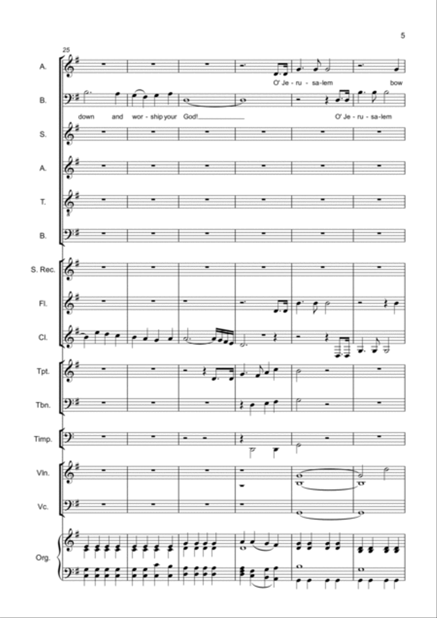 Cantata 2 mov V O' Jerusalem Choir scores gallery preview page 5