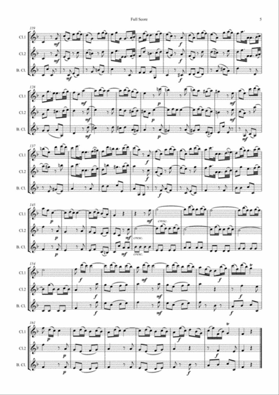 Gallo: 3 movts. from 2 Trio Sonatas (Pulcinella Suite Mvt.III Scherzino) - clarinet trio Clarinet Trio scores gallery preview page 5