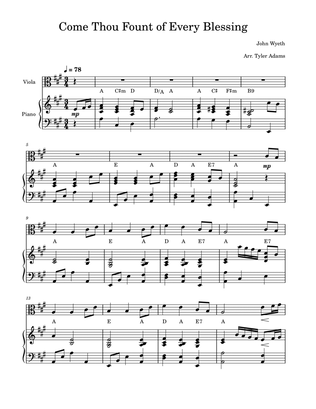 Book cover for Come Thou Fount of Every Blessing (Viola Solo with Piano)