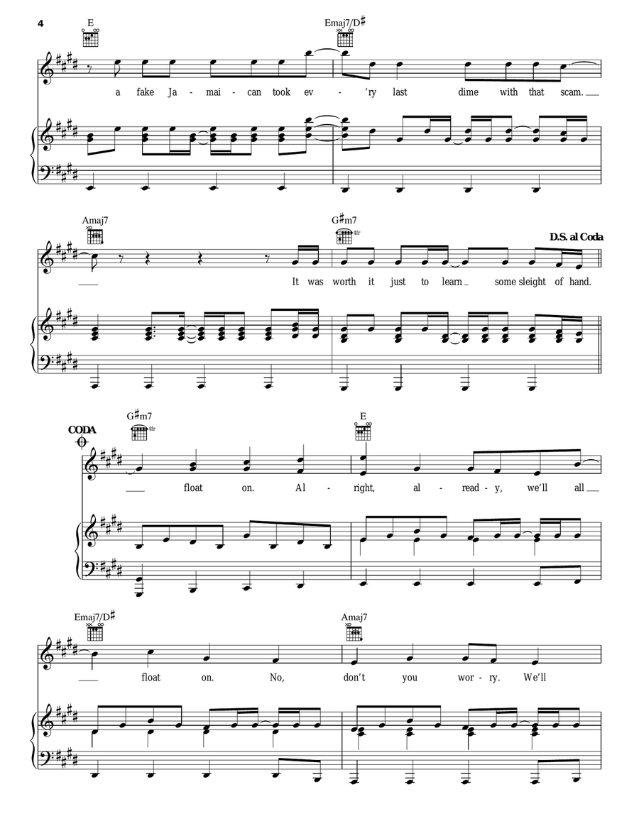 Float On Piano, Vocal, Guitar scores gallery preview page 4